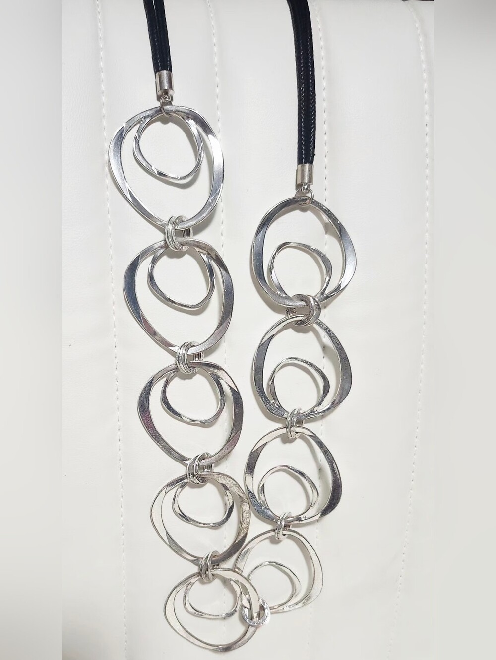 Silver Linked Circle Statement Necklace - Women Jewelry